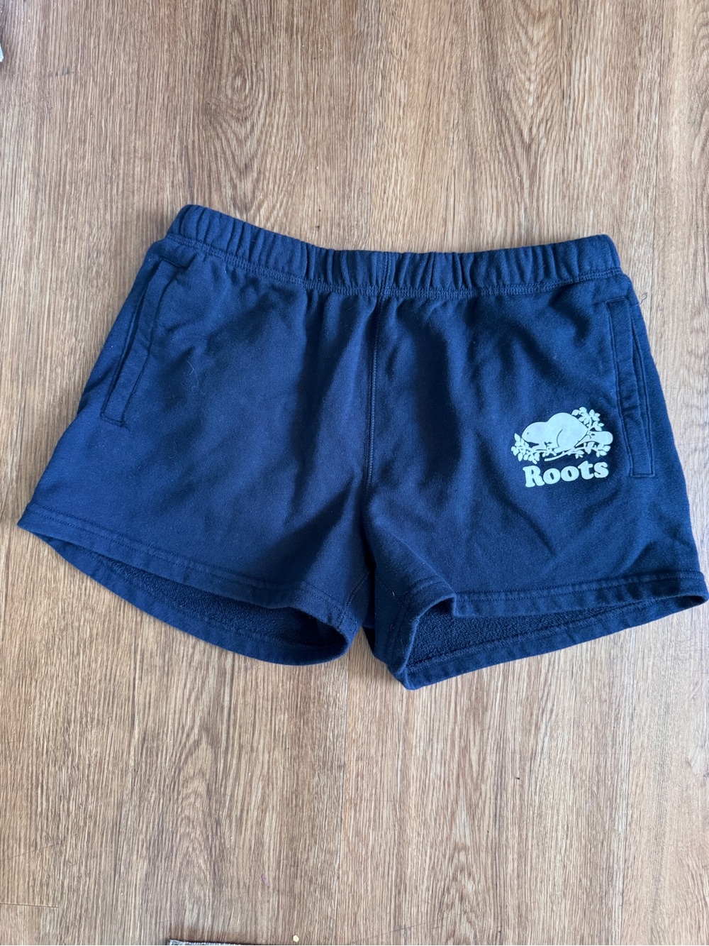 Roots Navy Blue Logo Sweat Shorts